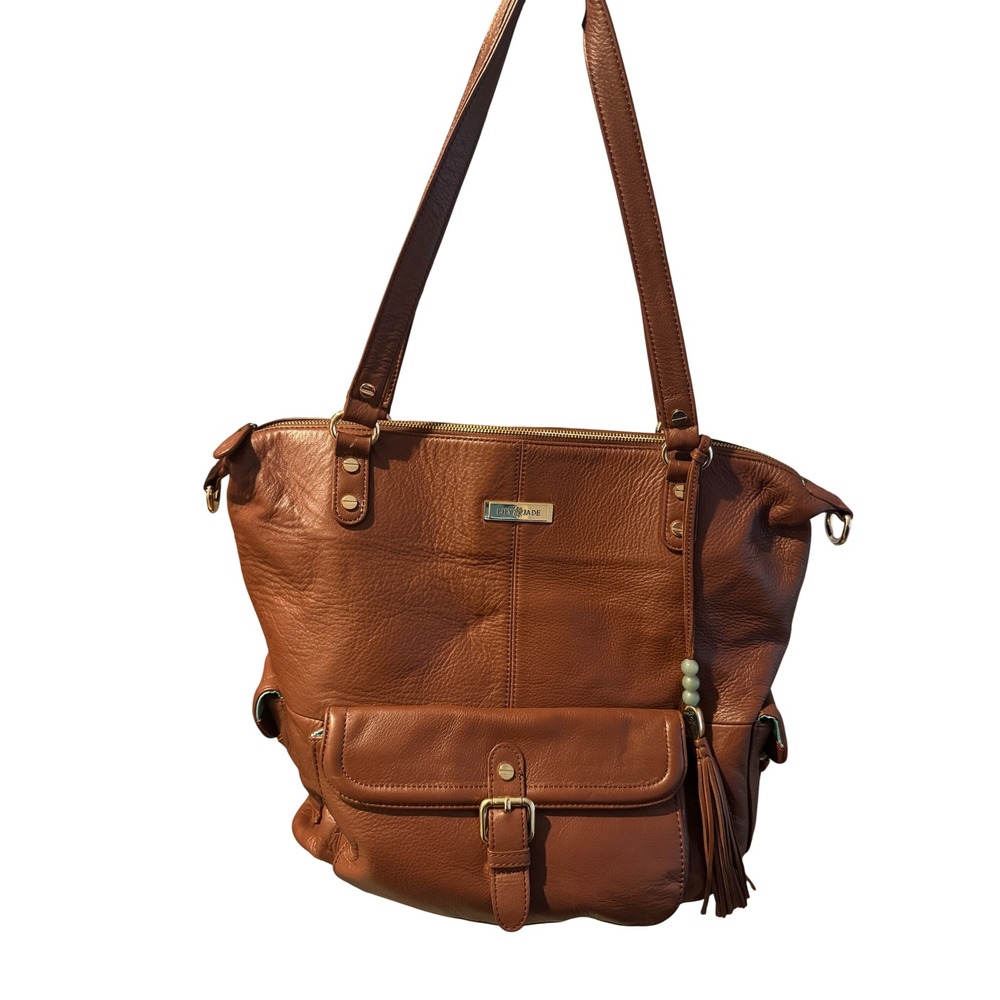 Lily Jade Madeline Brandy Leather Convertible Diaper Bag Tote Backpack